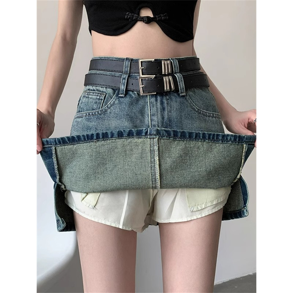 Retro Denim saia feminina primavera 2026 novo estilo tamanho grande Design nicho cintura alta a linha Hip-embalado saia 