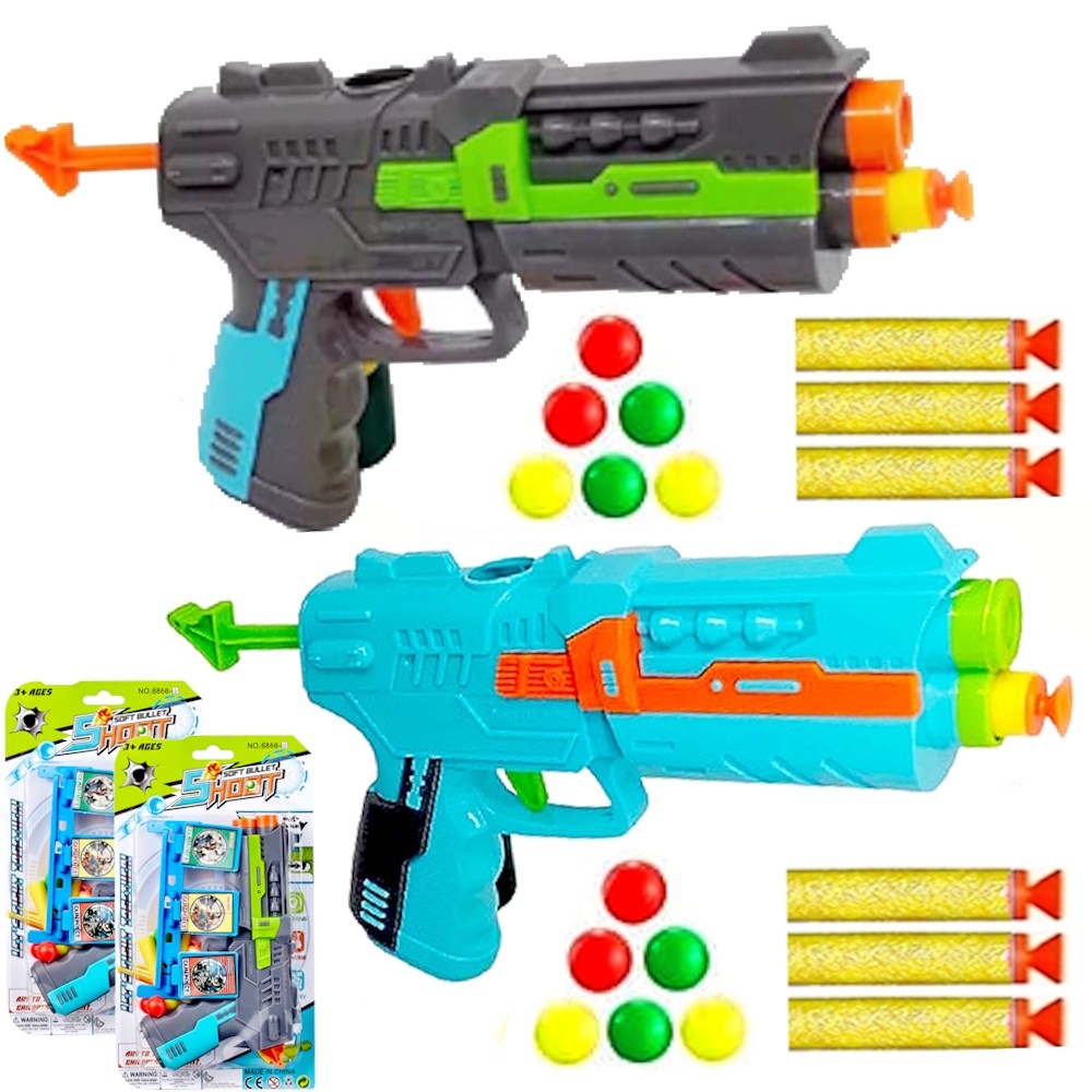 2 Super Pistola Lança Dardos e Bolinha Infantil Arminha Nerf