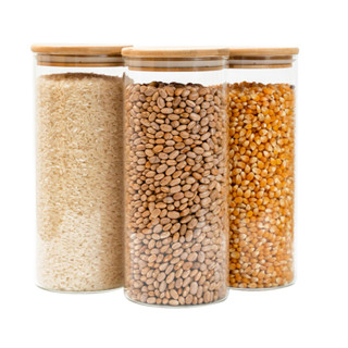 Kit 3 potes de vidro 1,6L tampa de bambu herméticos redondos - Tüd em Oferta na Shopee