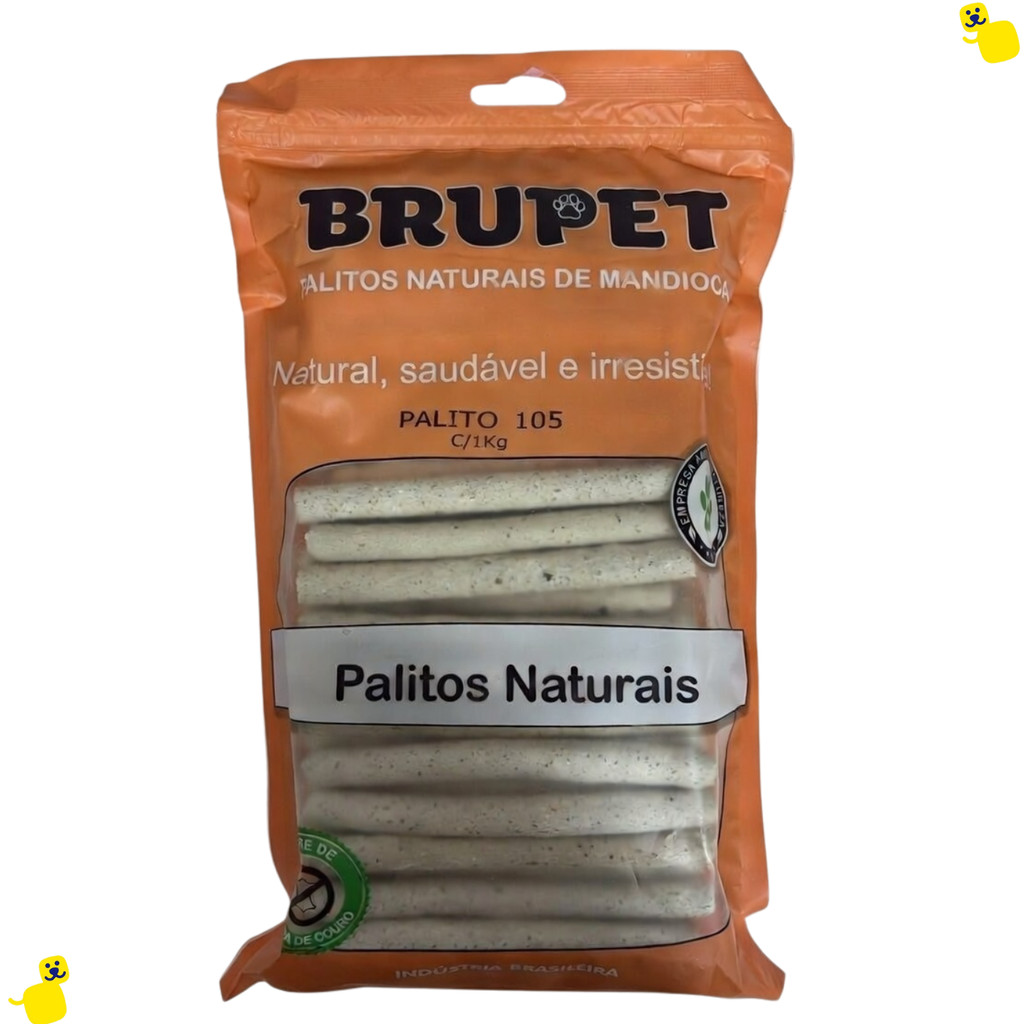 Petisco para Cachorro Palito Brupet 10mm Natural de Mandioca 1kg Petisco Saudável para Cachorro Pet