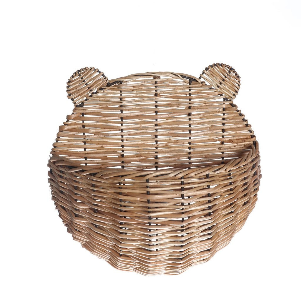 cesto organizador infantil 30cm de parede urso de palha fibra natural - Oikos em Oferta na Shopee