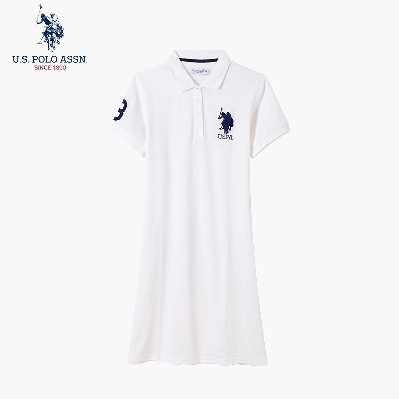 Uspoloassn American Poloassn Association Verão Senhoras Puro Algodão Manga Curta polo Saia a-Line Slimmer Look Lapela t