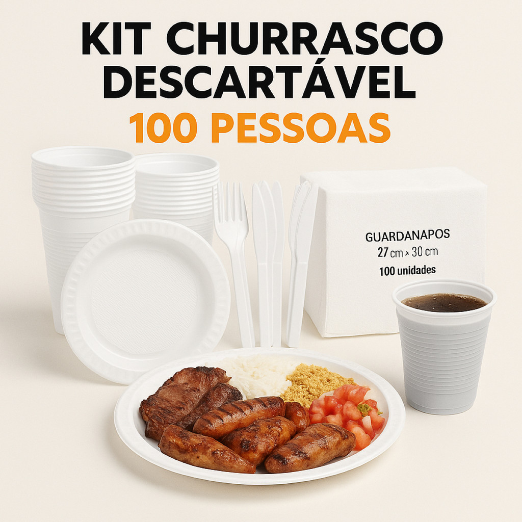 Kit Churrasco 100 Pessoas Pratos Copos Talheres Refeição em Oferta na Shopee