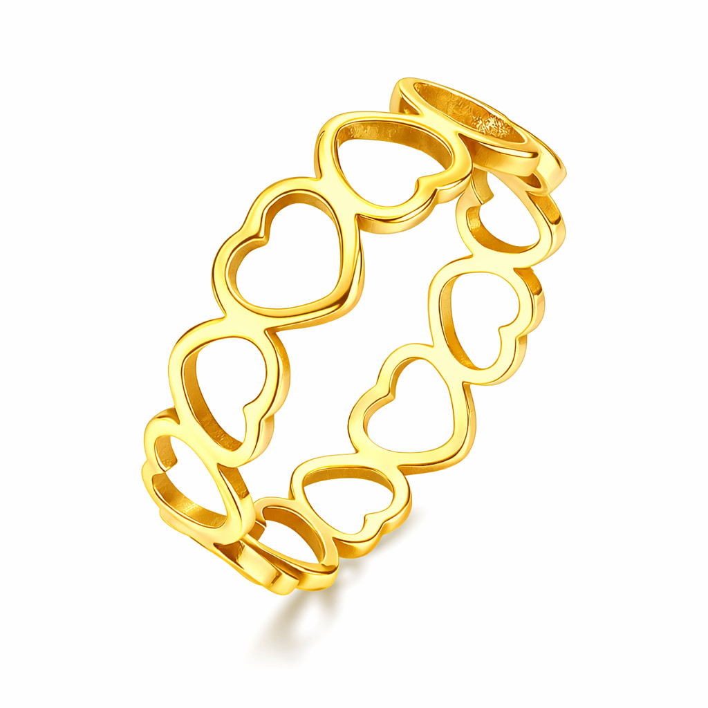Anel Coração Vazado Banhado Ouro 18k 5mm Moderno Invertido Tungstenio Luxo em Oferta na Shopee