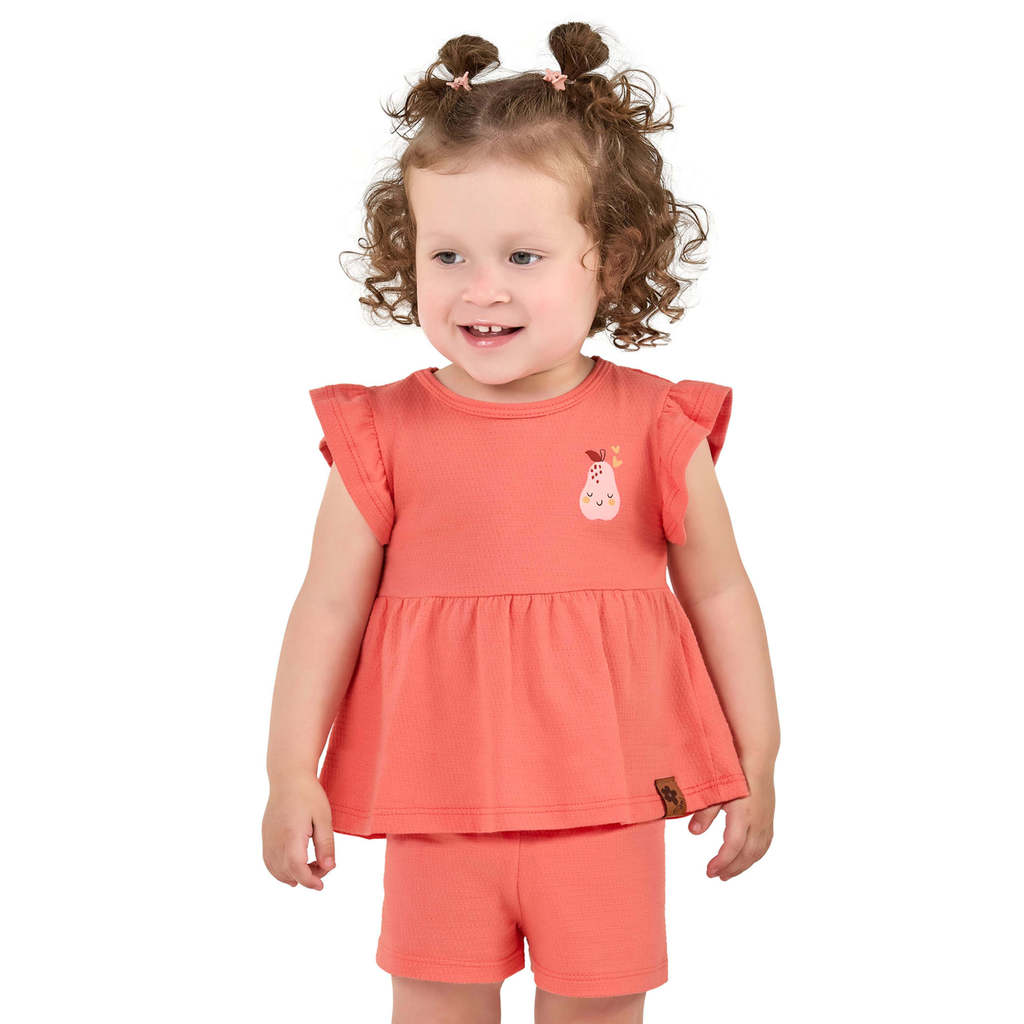 Conjunto Bebê Menina Blusa e Short Elian Rosa em Oferta na Shopee