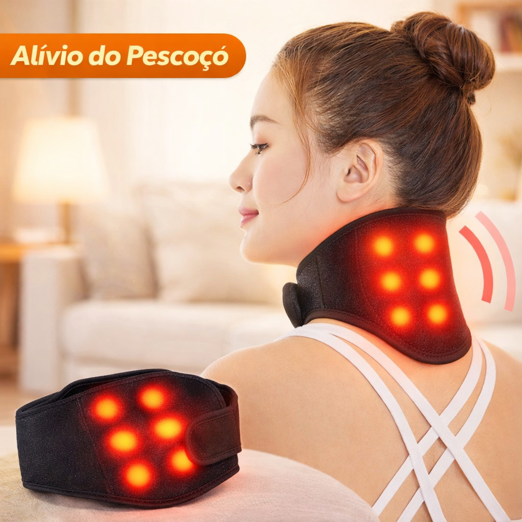 Suporte Cervical com 7 Ímãs e Terapia Infravermelha | Alívio de Dores no Pescoço e Ombros