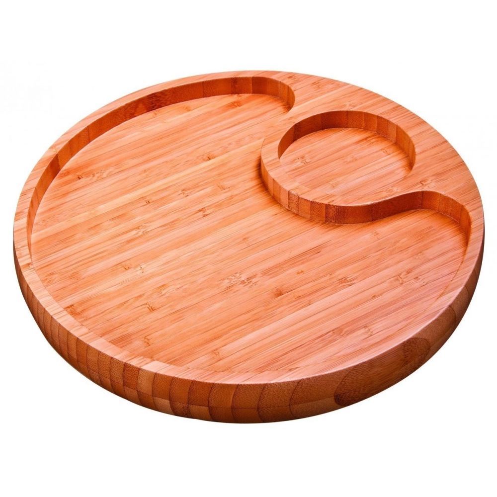 Gamela Bandeja de Bambu 2 Divisórias Petisqueira 32,5cm