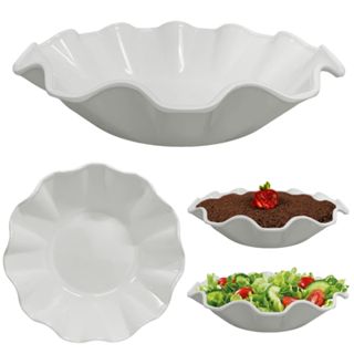 Kit 2 Travessas Redondas Brancas para Salada Buffet Melamina/ Plástico em Oferta na Shopee