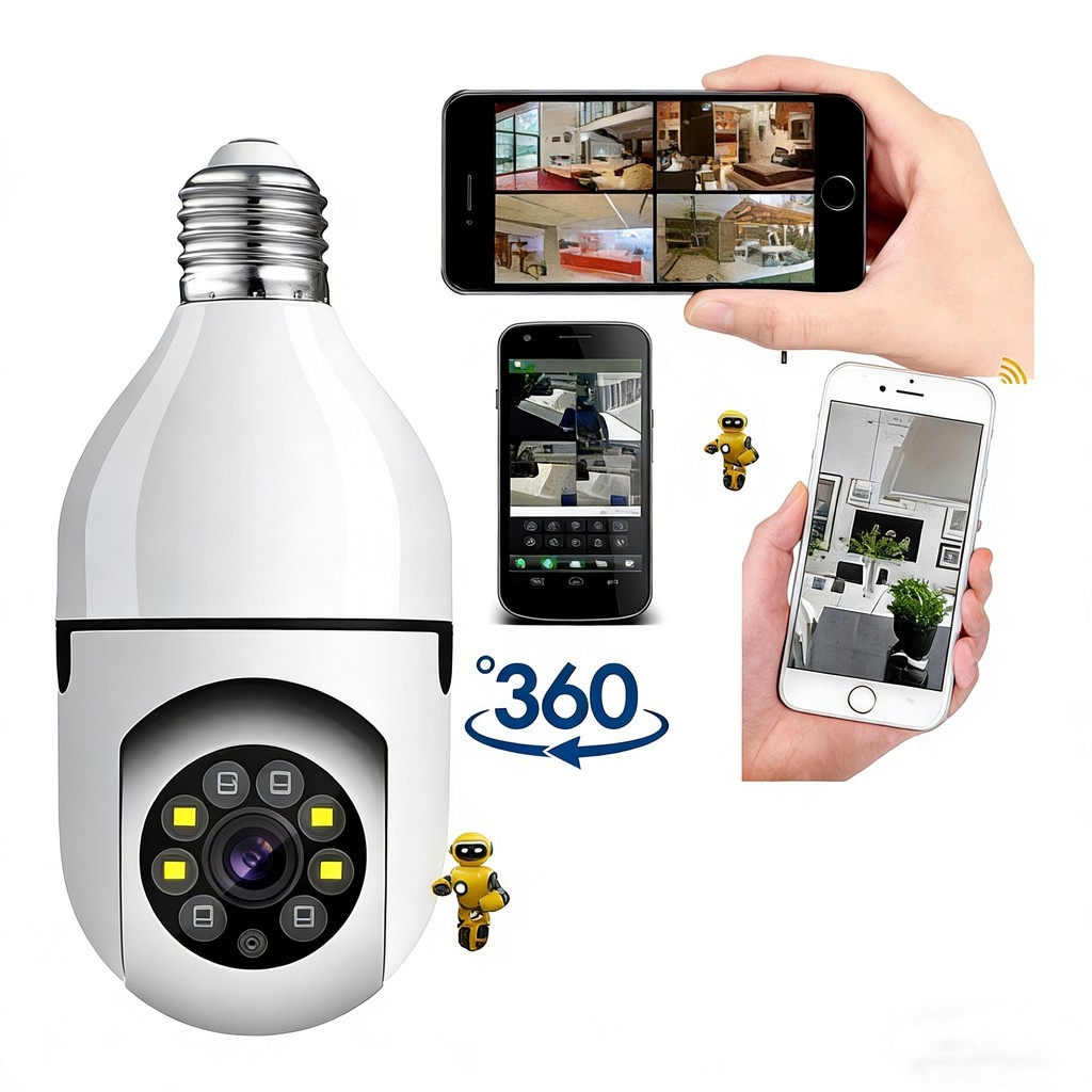 Câmera Segurança Prova D'água Infravermelho Lâmpada Externa 360 Sem Fio Wifi 2.4G G4