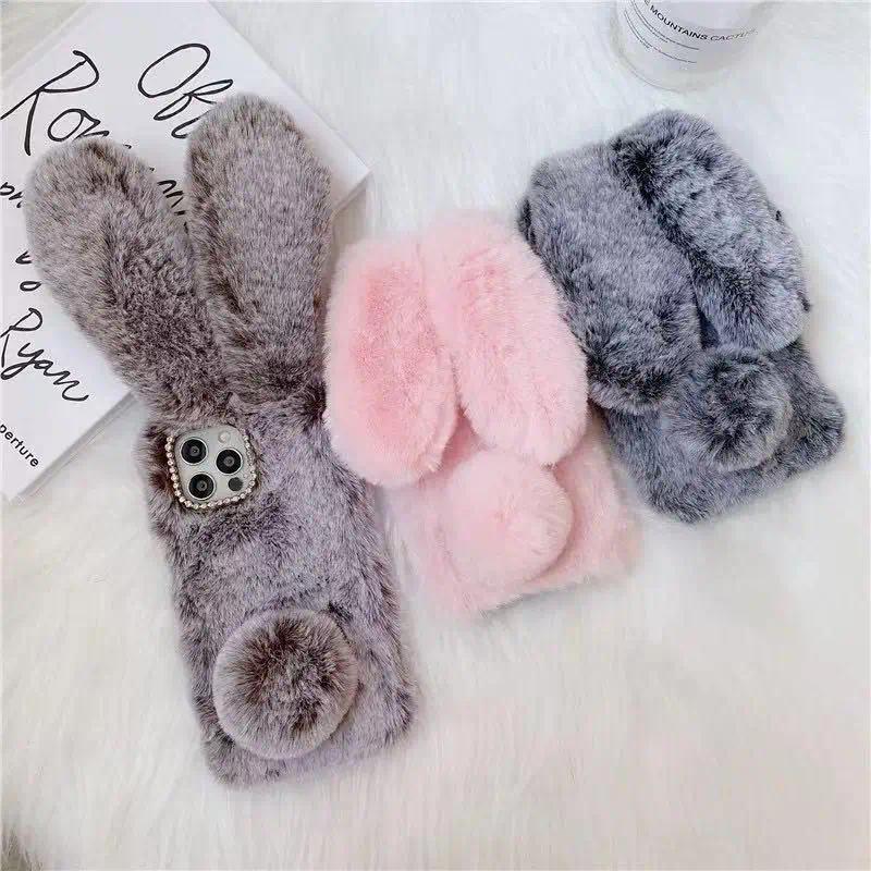 Coelho Cabelo Capa Macia Casos De Telefone Protetor Para Samsung Galaxy A07 A17 A37 A57 A06 A16 A26 A36 A56 Inverno Escu