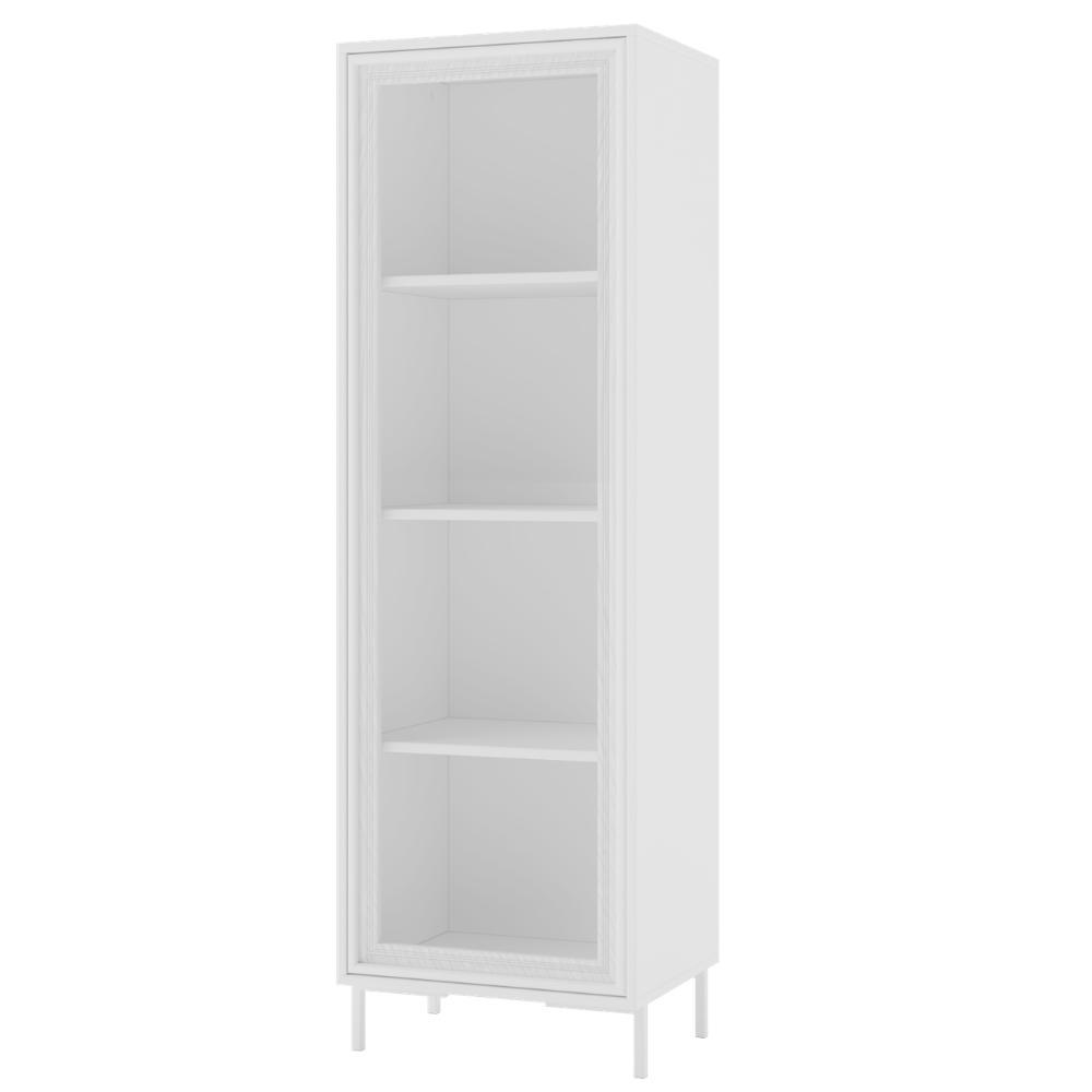 Cristaleira 1 Porta de Vidro 3 Prateleiras Linha Refresh com Sistema Push To Open Cor Branco - BRV Móveis