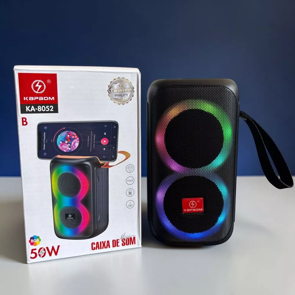 Caixa De Som 50W Portátil Bluetooth RGB TWS USB SD FM Grave Som Potente Promoção Lindo Presente