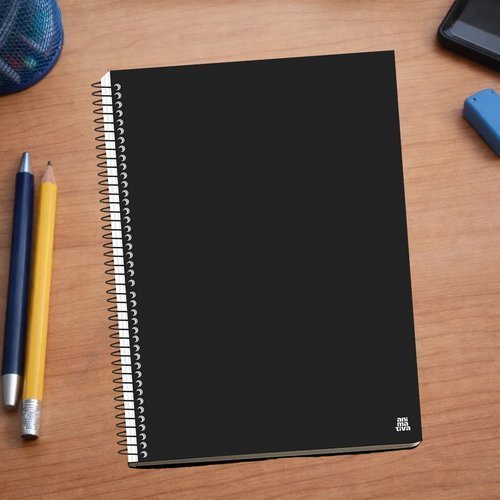 Caderno preto 10 materias 140 folhas capa estudo anotacoes escrever universitario resistente de achadinhos