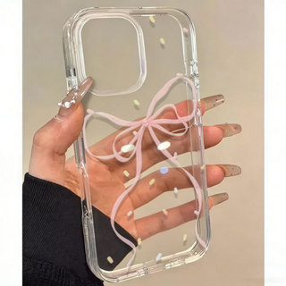 Capa Capinha Para iPhone 11 12 13 14 15 16 16E 17 Pro Max Plus Transparente Laço Rosa Delicado em Oferta na Shopee