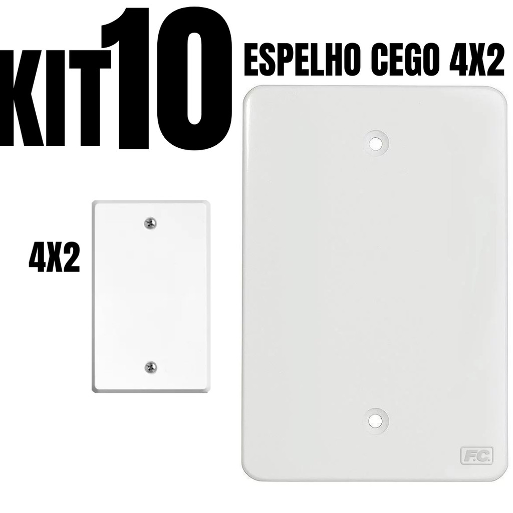 Kit 10 placa cega 4x2 branca