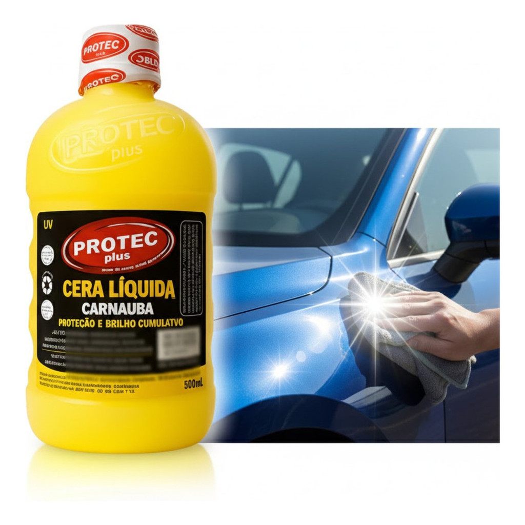 Cera Liquida Carnauba Automotiva 500ml Polimento Limpa Renova Acabamento Brilhante Profissional Alto Rendimento Carro