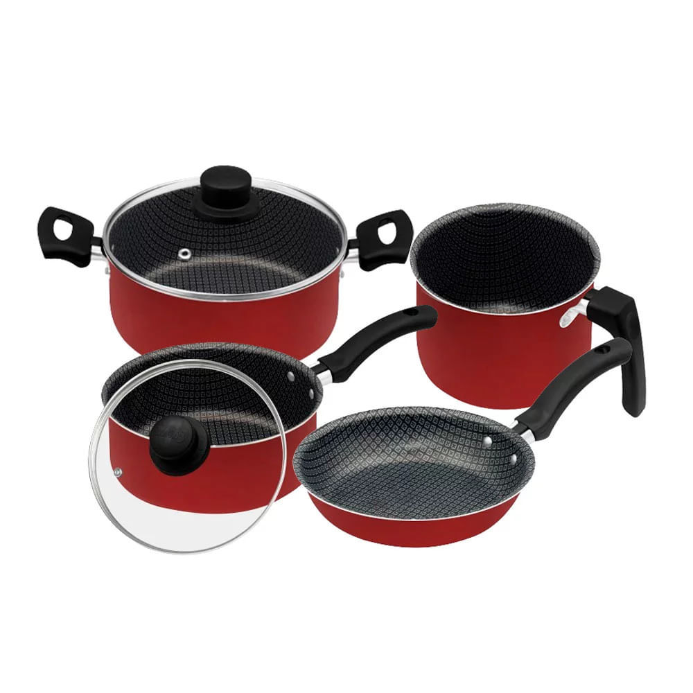 Conjunto de Panelas Antiaderente Eirilar Copacabana Vermelho 4 Peças em Oferta na Shopee