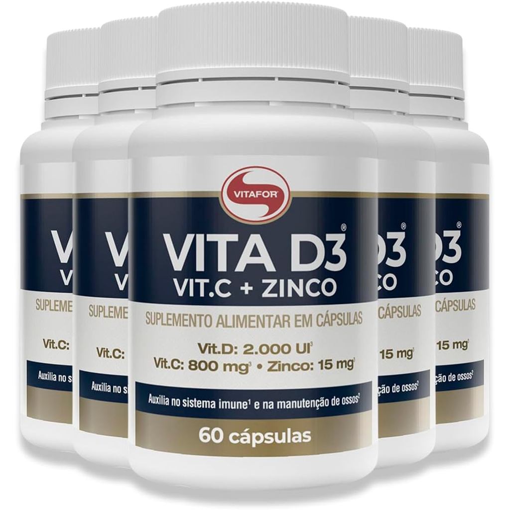 Kit 5 Vita D3 + C + Zinco 60 Cápsulas - Vitafor