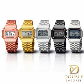 Relógio Retrô Digital Unissex Premium – Pulseira Aço Inoxidável em Oferta na Shopee