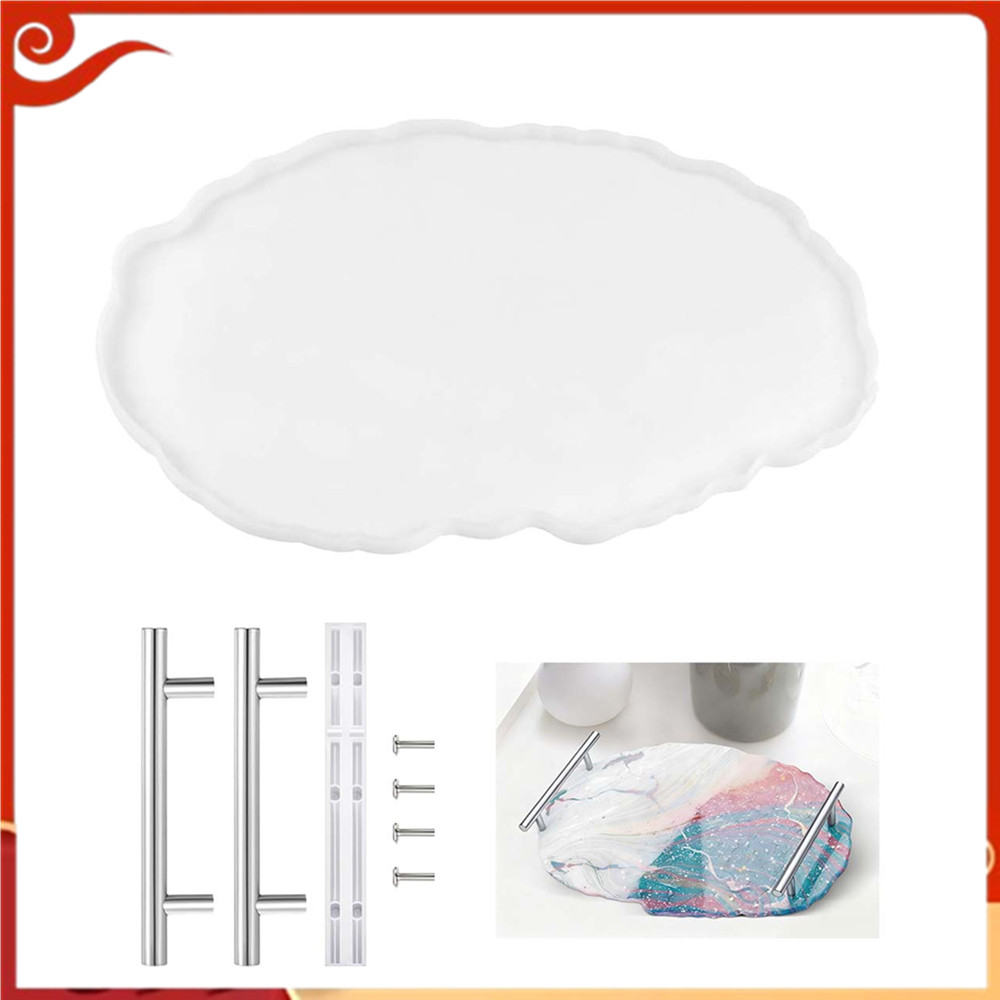 Molde de resina Oval com alça, molde de Silicone para bandeja de armazenamento de cristal de buquê