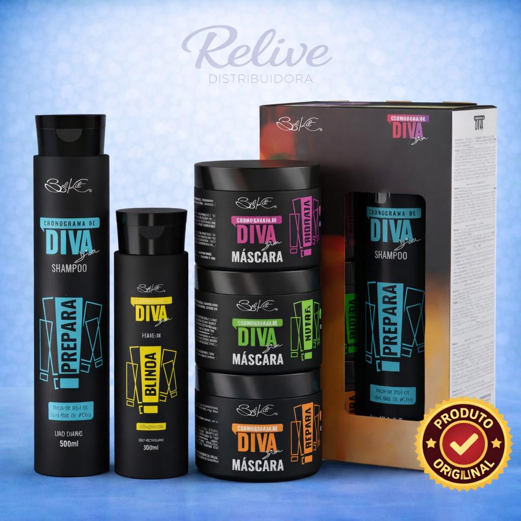 Kit Capilar Cronograma de Diva BELKIT - 05 itens - Cronograma Capilar Shampoo Condicionador Mascaras