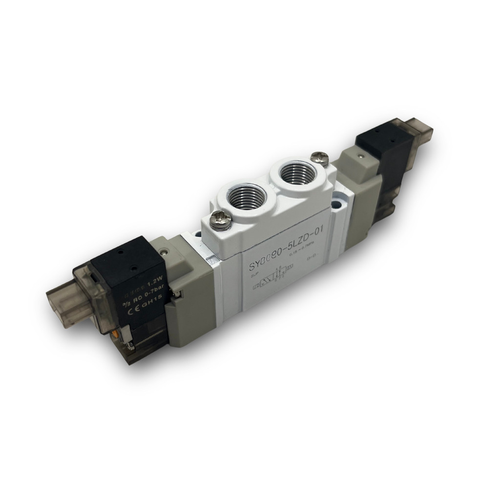 Válvula Direcional 5/2 vias Duplo Solenoide Rosca 1/4 Bobina 24v Série SY7220