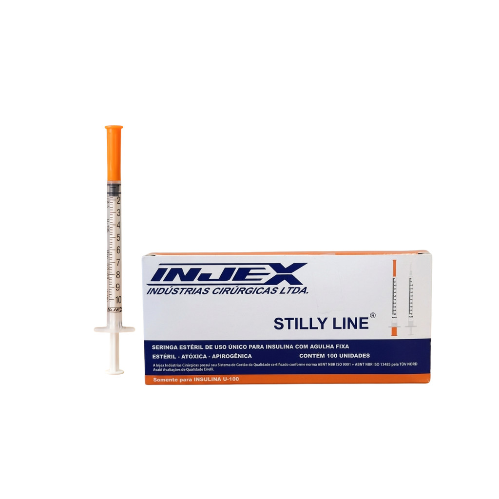 Seringa Insulina 1ml U100 Agulha 31G 6x0,25mm Fixa Estéril Cx100 Injex em Oferta na Shopee