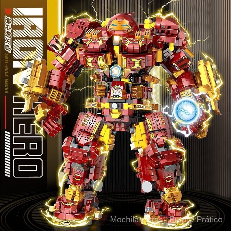 Compatível com LEGO Homem de Ferro Hulkbuster Armor, Brinquedo de Montagem Gigante para Meninos de 6 a 12 Anos EO1T