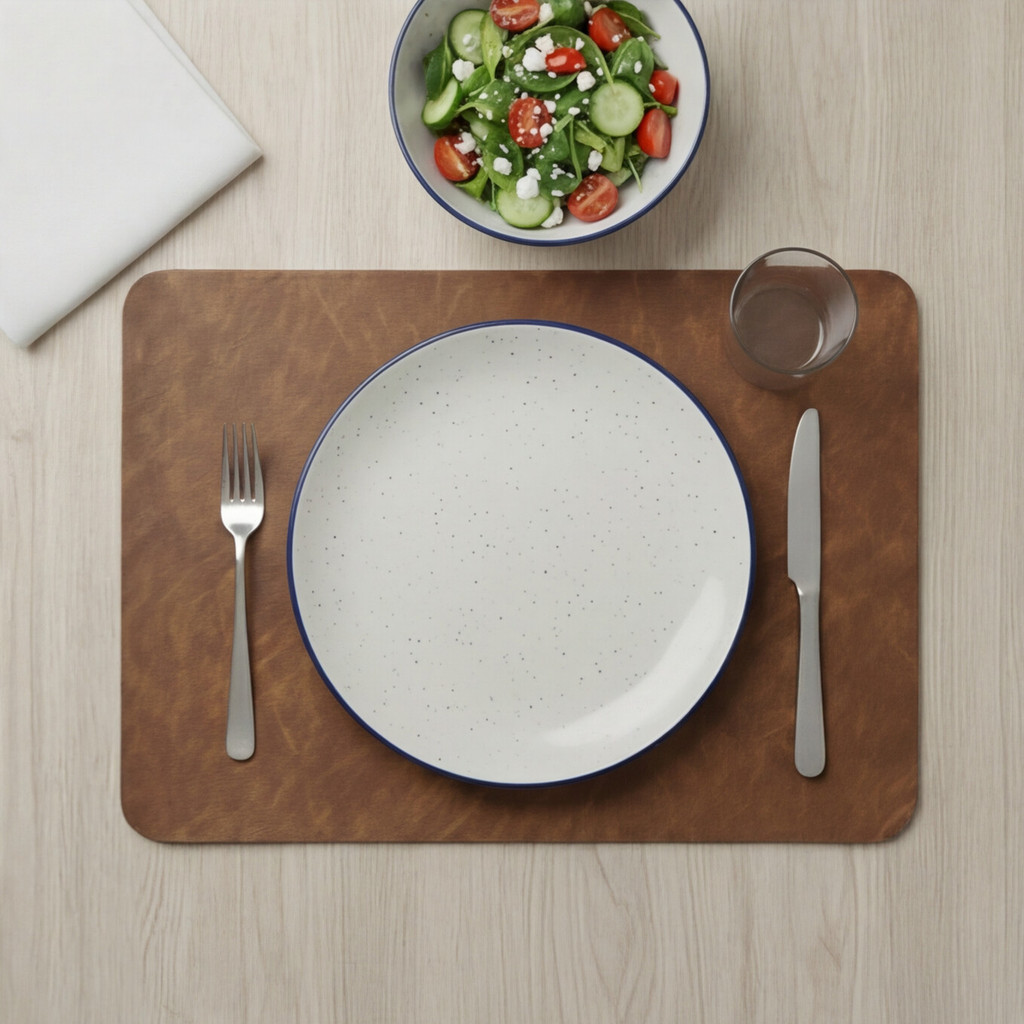 Jogo Americano para Mesa Posta em Couro Sousplat Tapete de Mesa Impermeável 2 4 6 ou 8 Kits