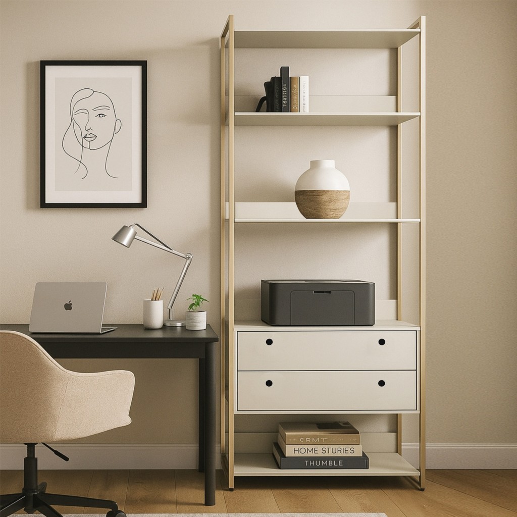 Estante Modulado Closet Industrial 2 Gavetas 5 Prateleiras Off White - Olivar Móveis