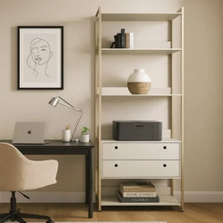 Estante Modulado Closet Industrial 2 Gavetas 5 Prateleiras Off White - Olivar Móveis