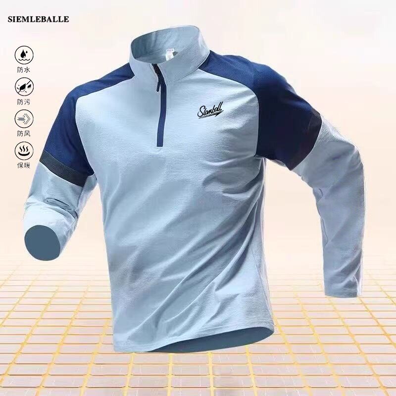 Slamball esportes de manga comprida masculino 2026 primavera outono meia gola com zíper roupas de secagem rápida pista c