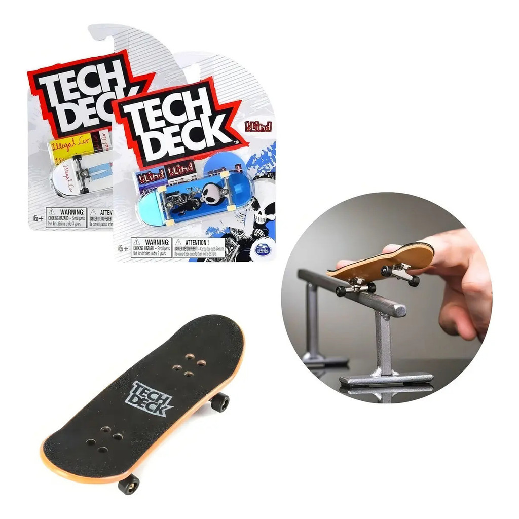 Kit 2 Skate de Dedo Tech Deck 96mm Sortido Baker Skateboards Modelos Sortidos