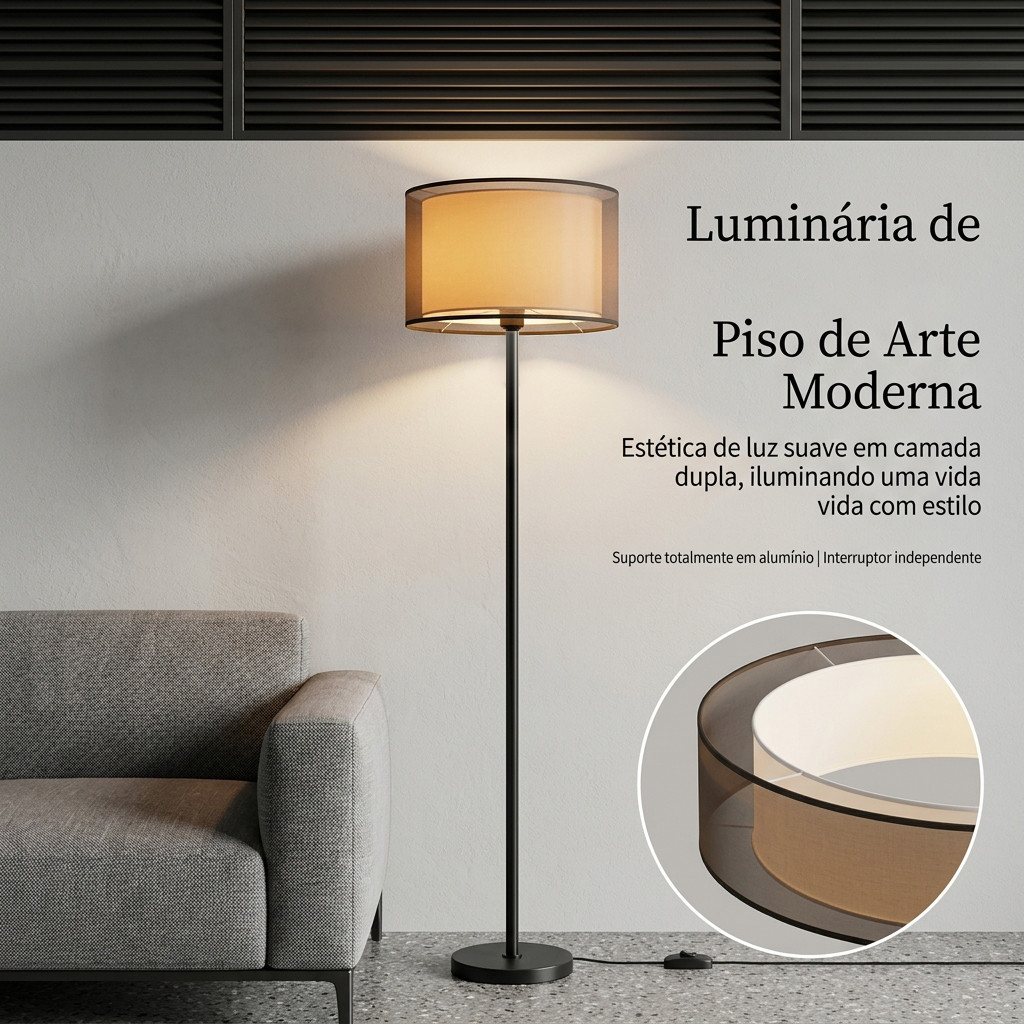 Luminária De Chão Piso Embu Led Textura Duplo E27 Bivolt