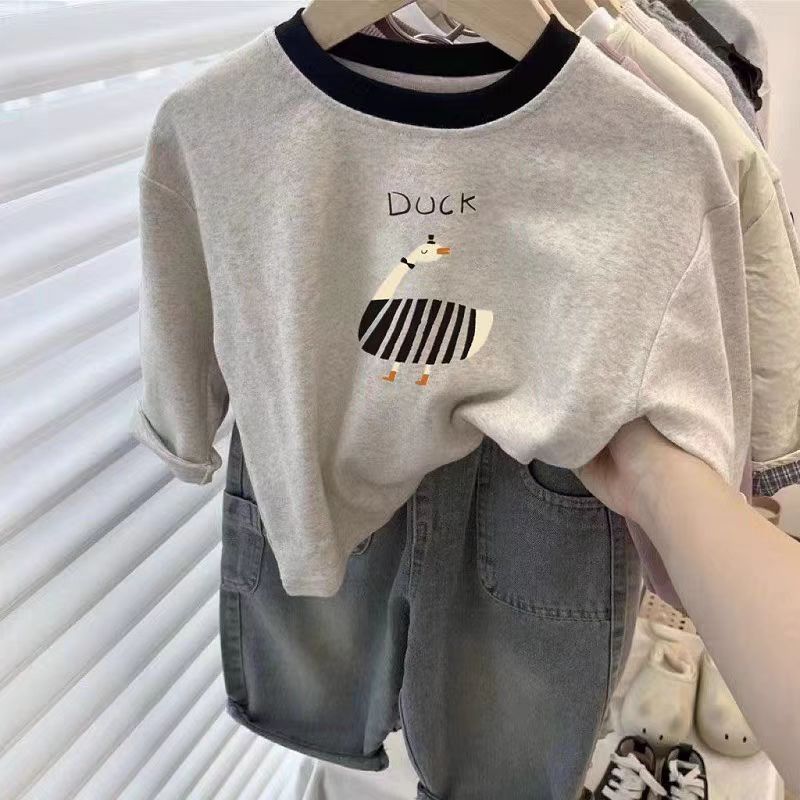 Crianças puro algodão de manga comprida camisetas médio pequeno crianças novo estilo meninos meninas topos moda bebê na 