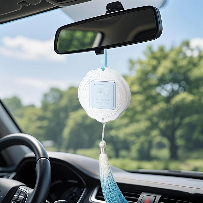 Criativo Chinês Borla Pingente De Carro Espelho Retrovisor Ornamento Difusor Pedra Ambientador Perfume De Longa Duração 