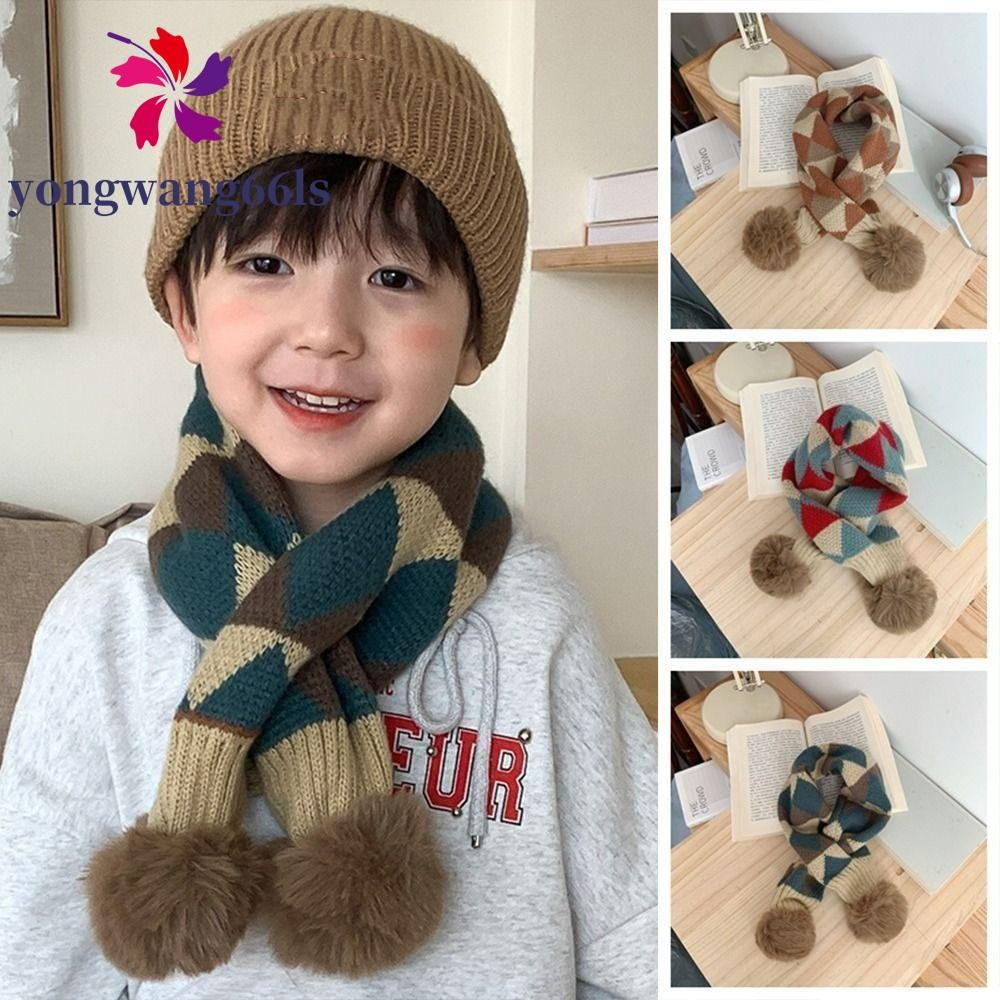 YONGWANG Lenço Xadrez Para Meninos E Meninas , Cachecol De Malha Infantil À Prova De Vento Estilo Coreano , Gola Macia Q