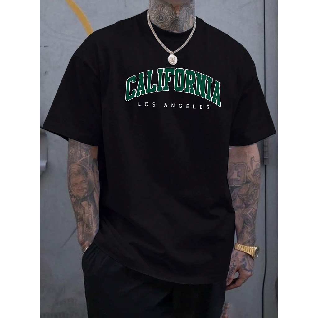 Camiseta California Los Angeles Masculina Estampada Oversized Streetwear Urbano Algodão Premium Preta