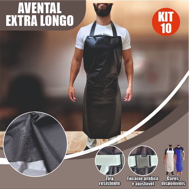 Kit 10 Avental Pvc Impermeável Açougueiro Peixaria Lava Rapido  frigorífico pastelaria doméstico