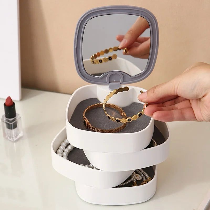 Porta Jóias Branco Com 4 Divisórias e Espelho Para Organizar Acessórios e Maquiagens Viagem em Oferta na Shopee