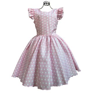 Vestido Infantil Poá Rosa Bolinha Rodado Princesa Temático Anos 50 em Oferta na Shopee