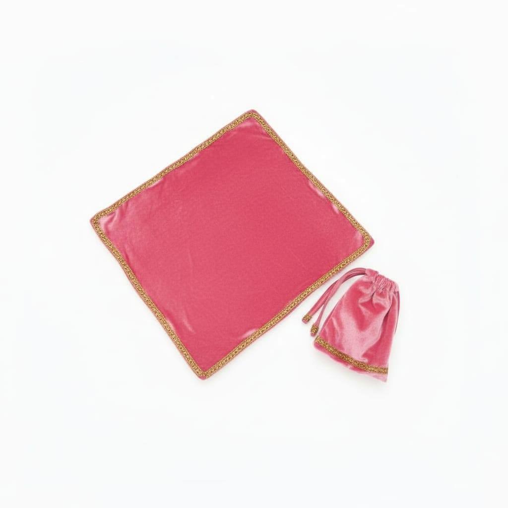 Toalha de mesa com saquinho  mística Tarot baralho cigano PINK