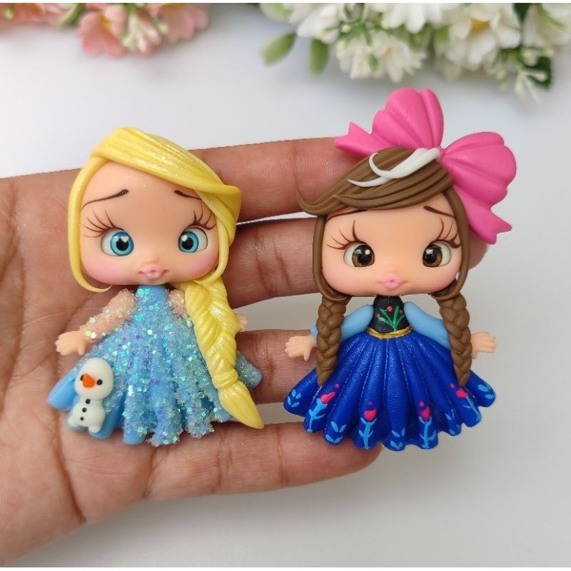 kit 2 apliques bonequinhas de biscuit para laço Ana Elza