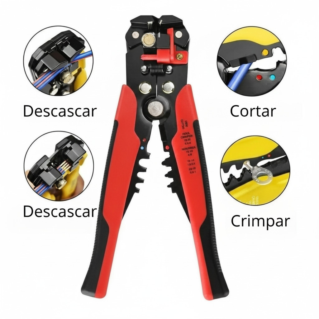 Alicate Crimpador Descascador de fio Automático para Fios Elétricos Desencapador Eletricista