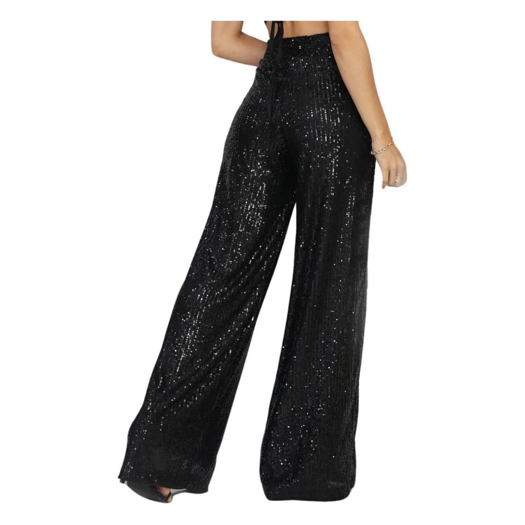 Calça Pantalona Feminina Para Festas Paetê Brilho Promoção em Oferta na Shopee