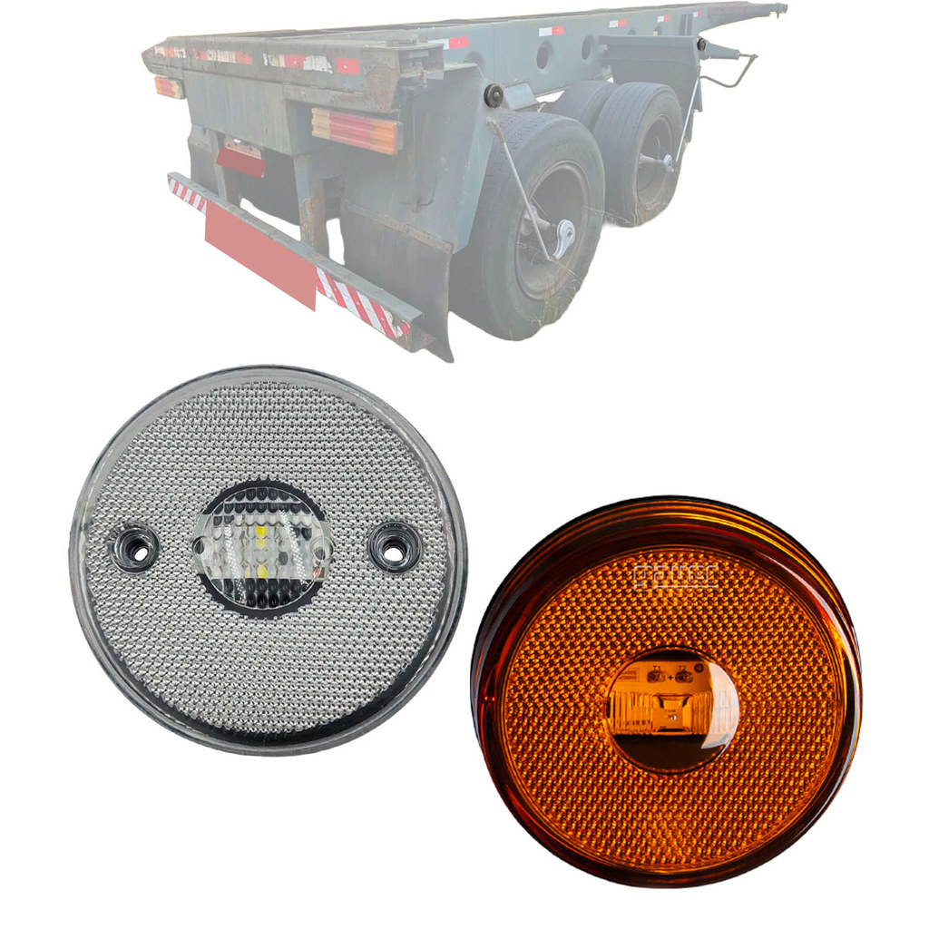 Kit 30 Lanterna Lateral Redonda Carreta Randon Caminhão Bau Sinaleira Sem Suporte 85mm 3 Leds Bivolt