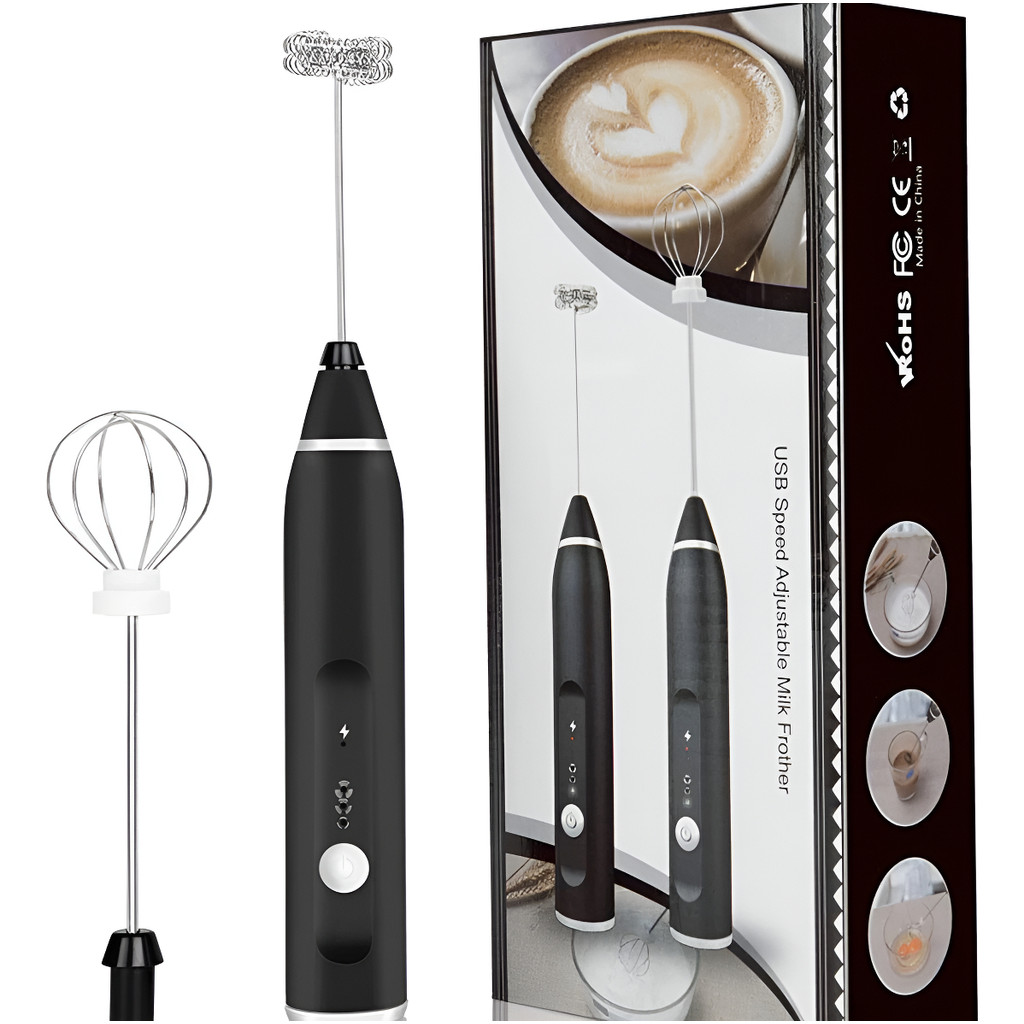 Mixer Elétrico Portátil USB 3 Velocidades Recarregável para Café Shakes e Drinks em Oferta na Shopee