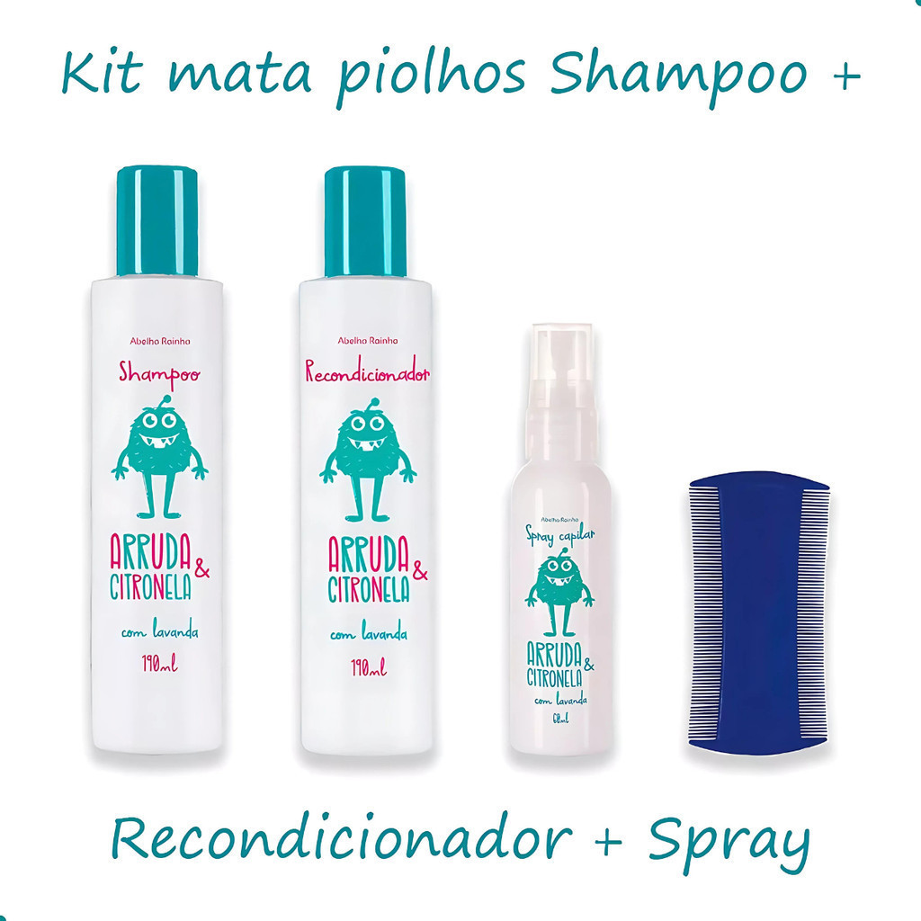 Kit Mata Piolho e Lêndeas - Abelha Rainha