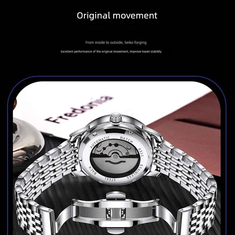 relogio masculino Novo relógio mecânico puro automático calendário masculino relógio All-Match banda de aço relógio lumi