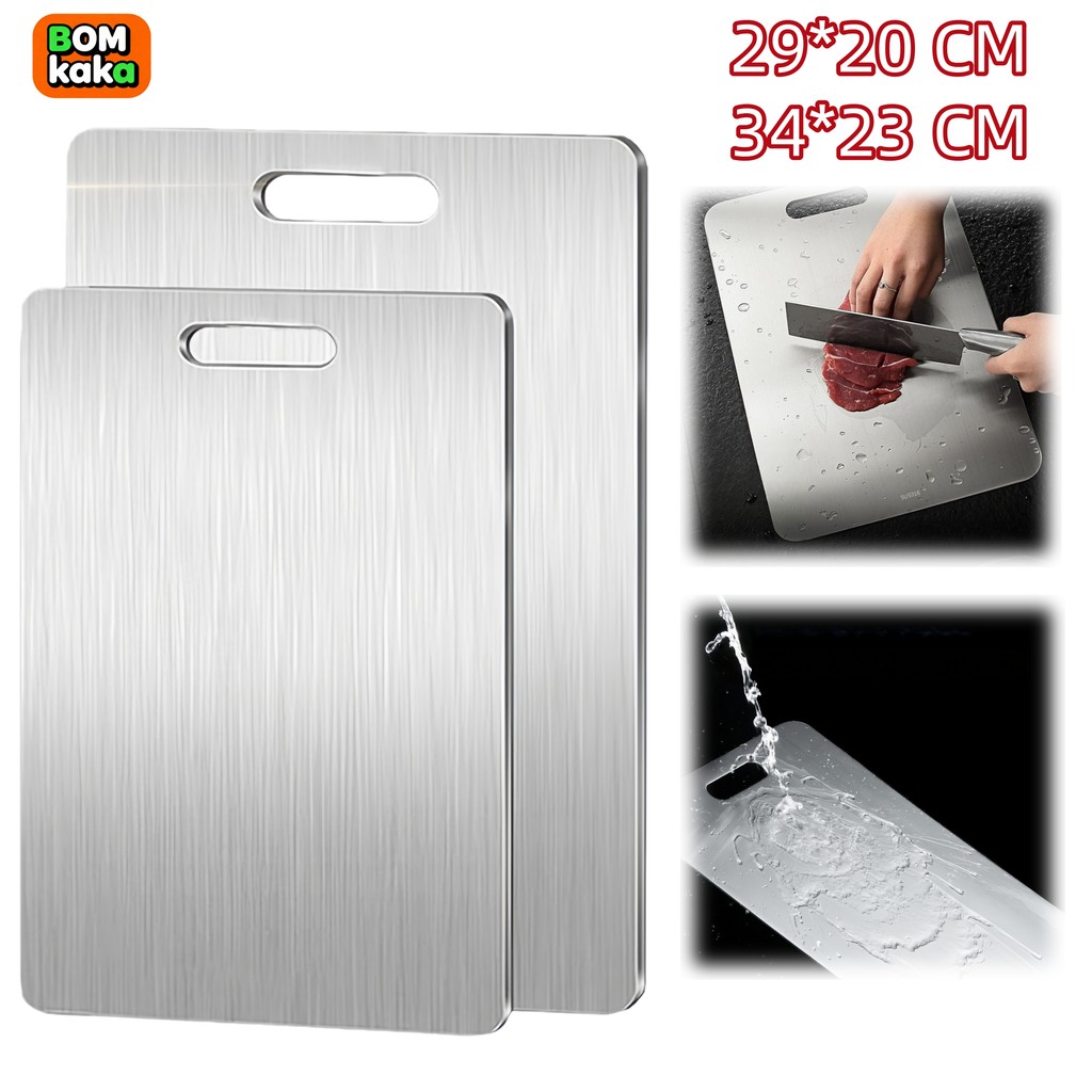 Tábua de Corte Aço Inox 34cm ou 29cm – Antiaderente, Anti-mofo e Antibacteriana